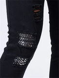 Men's Punk Rock Patchwork Sequined Black Jeans