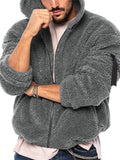 Men's Double Sided Plush Zipper Hoodies with Pocket