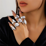 Ladies Exaggerated Sparkling Big Rhinestone Party Rings