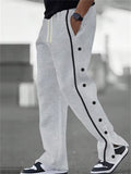 Men's Stylish Side Button Drawstring Casual Sports Pants