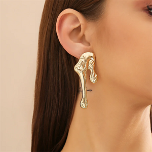 Exaggerated Geometric Pattern Piercing Earrings for Lady