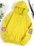 Cute Pink Heart Rabbit Printed Harajuku Hoodies for Women