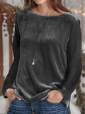 O-Neck Gorgeous Velvet T-shirts for Ladies