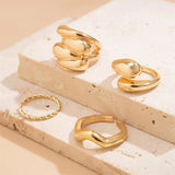 Women's 4Pcs/Set Fashion Luxury Irregular Geometry Rings