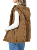 Women's Comfortable Diamond Plaid Hooded Vest Padded Coat