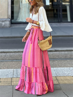 Popular Ethnic Style Printing Ladies Beach Maxi Skirt