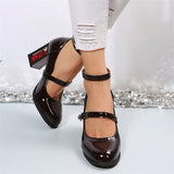 Female Rose Block Heel Vintage Gothic Punk Mary Jane Pumps