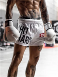 Men's Letter Print Sports Boxing Drawstring Shorts