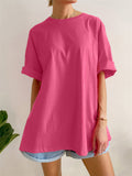 Sports Casual Solid Color Basic T-shirts for Women