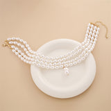 Gorgeous Imitation White Pearl Pendant Necklace for Lady