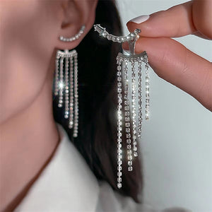 Sparkling Rhinestone Tassel Earrings for Women