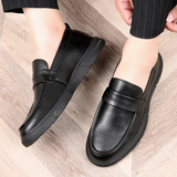 Versatile Black Round Toe Dress Shoes for Male