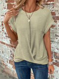 Female Elegant Solid Color Round Neck T-shirts for Summer