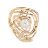 Fashion Intertwined Metal Imitation Pearl Rings for Lady