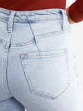 Retro High-Rise Slim Fit Light Blue Micro-Flared Jeans for Women