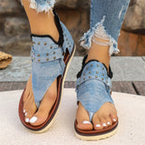 Retro Rivet Decoration Open Toe Flat Roman Sandals for Women