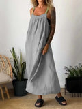 Leisure Square Neck Sleeveless Loose Overall Dress for Women