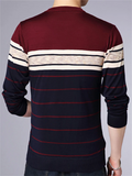 Male Casual Striped Round Neck Knitting Sweater