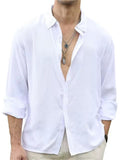 Men's Romantic Solid Color Lapel Button Casual Shirt