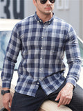 Retro Contrast Color Plaid Lapel Button Up Shirt for Men