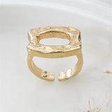 Female Retro Simple Irregular Rectangle Hollow Opening Ring