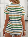 Rainbow Stripe Leisure Cozy Summer T-shirts for Women