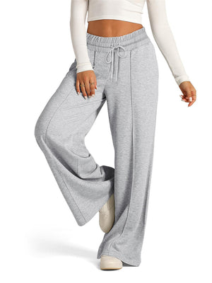 Solid Color Wide Leg Sporty Trousers for Ladies