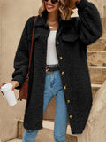 Women's Cute Fluffy Lapel Button Mid-Length Coat