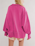 Oversized Side Split Lantern Sleeve Sweatshirt for Women