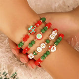 4Pcs/Set Christmas Tree Santa Claus Gift Box Bead Bracelets