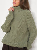 Autumn Warm Macaron Color High Collar Knitted Sweater for Lady