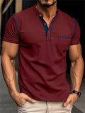 Male Casual Short-sleeved Collarless Pullover Shirt