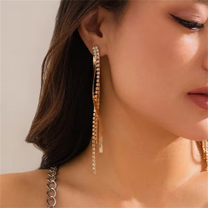 Gorgeous Party Rhinestone Long Tassel Earrings for Lady