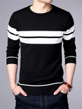 Long Sleeve Striped O-Neck Sweater for Male