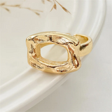 Female Retro Simple Irregular Rectangle Hollow Opening Ring