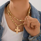 2Pcs/Set Hip-Hop Cross Pendant Acrylic Irregular Beads Necklaces