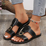 Women's Leisure Metal Buckle Open Toe Roman Slippers