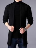 Solid Color Knitted Cardigan Sweater for Men