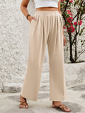 Loose Fit Wide-Leg Elastic Waist Pants for Women