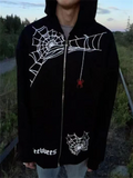 Men's Funny Spider Web Pattern Casual Zipper Hoodies