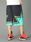 Contrast Color Incomplete Star Pattern Men's Basketball Shorts