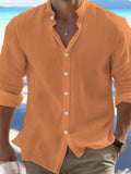 Leisure Breathable Stand Collar Long Sleeve Shirt for Men