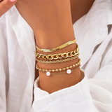 5Pcs/Set Female Pearl Mini Bead Metal Chain Bracelets