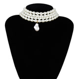 Gorgeous Imitation White Pearl Pendant Necklace for Lady