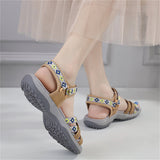 Ethnic Rhombic Pattern Cross Strap Holiday Sandals for Women