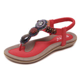 Ladies Summer Holiday Vintage Beads Elastic Band Sandals