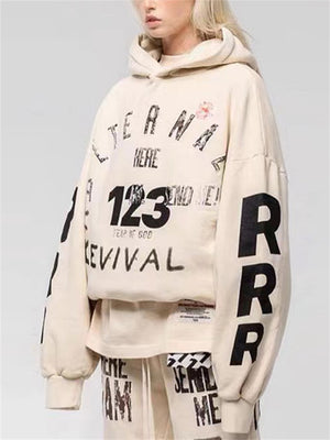 Trendy Female Letters Print High Street Hip-Hop Hoodies