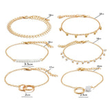 Flower Leaf Circle Fishbone Chain 6pcs/Set Bracelets