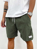 Letter Patch Corduroy Sportswear Shorts for Men