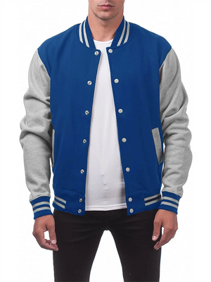 Men's Color Matching Button Up Letterman Jackets